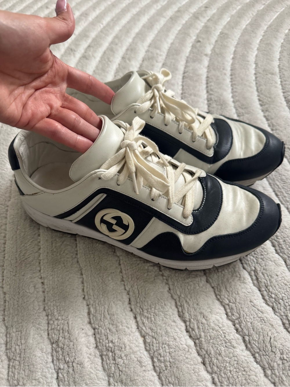 Gucci Two-Tone Ivory and Black Men's Sneakers